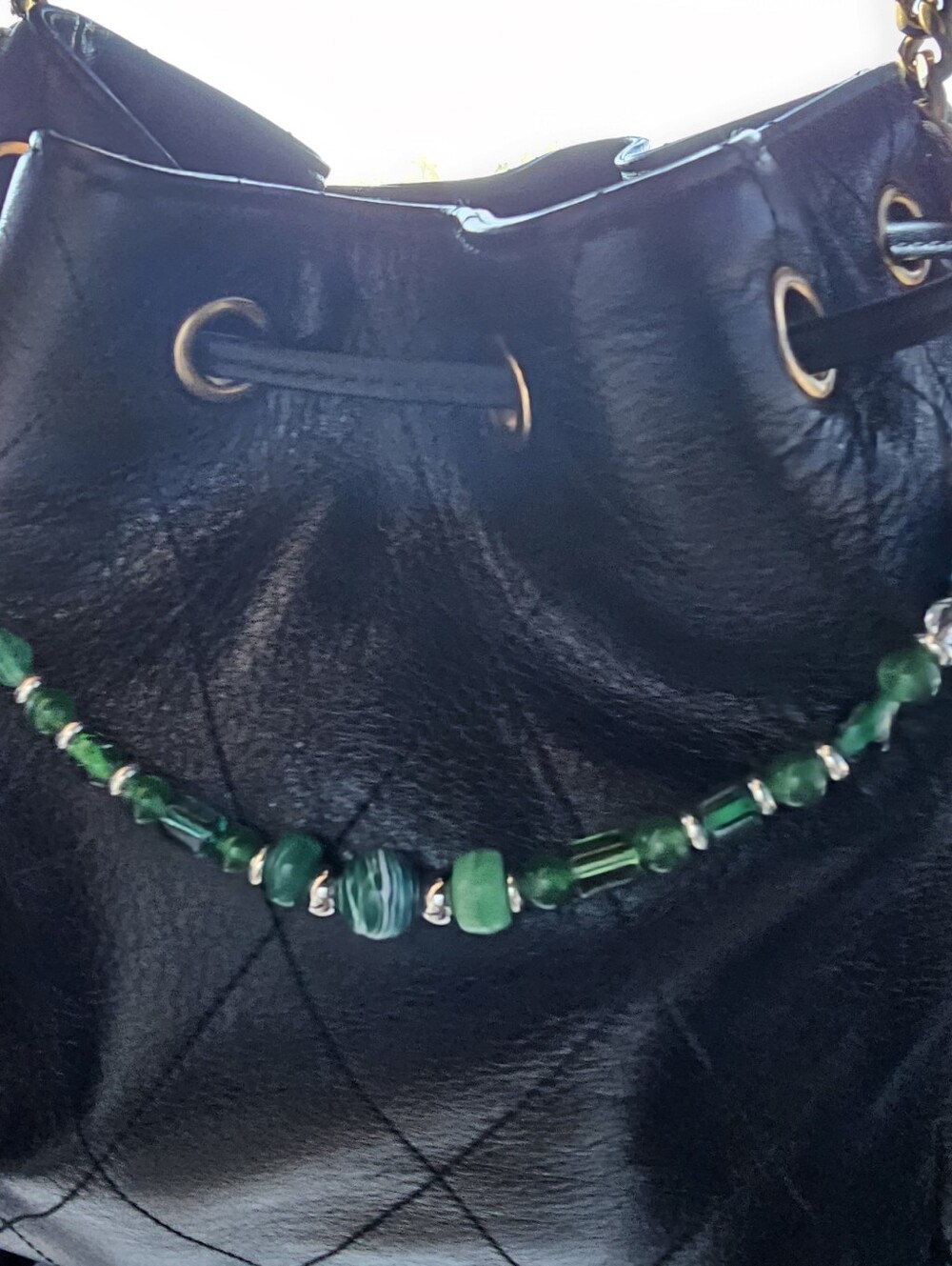 Bohemian Trinkets Green Glass Menagerie Phone Wristlet/Bag Charm - Picture 3 of 3